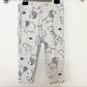 Child of Mine- leggings, infant size 3-6 mos, gray w/black outlined animals